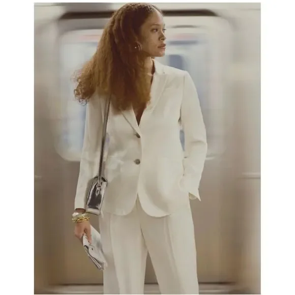 NEW J Crew Collection Ivory Crepe Blazer 6 - Picture 3 of 8